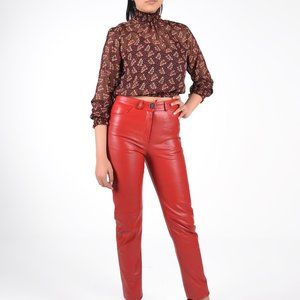 Genuine Leather Pants (Red)